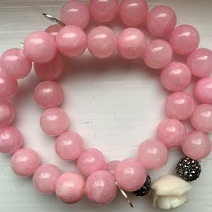 Hipchik Set if 2 Beaded Bracelets in Pink Rose